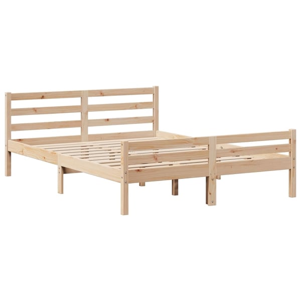 vidaXL Seng med bokhylle uten madrass 135x190 cm heltre furu