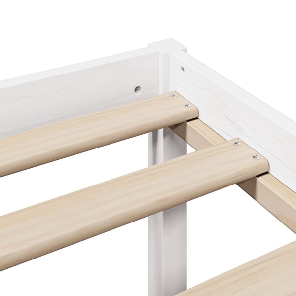 vidaXL Seng med bokhylle uten madrass hvit 135x190 cm heltre furu