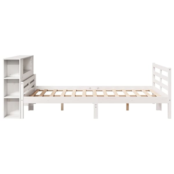 vidaXL Seng med bokhylle uten madrass hvit 140x200 cm heltre furu