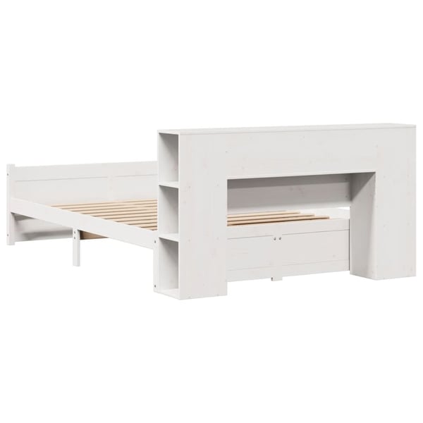 vidaXL Seng med bokhylle uten madrass hvit 140x190 cm heltre furu