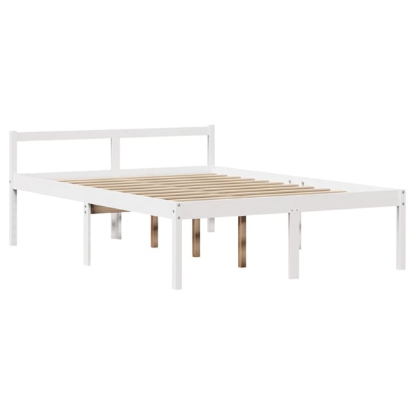 vidaXL Seng med bokhylle uten madrass hvit 140x190 cm heltre furu