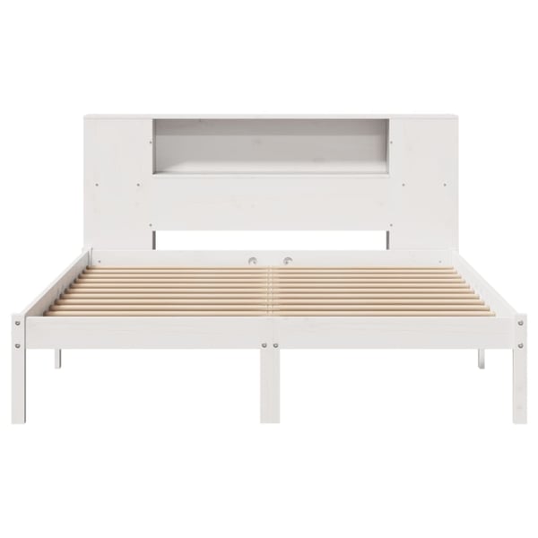 vidaXL Seng med bokhylle uten madrass hvit 160x200 cm heltre furu