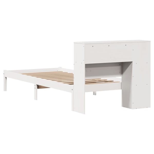 vidaXL Seng med bokhylle uten madrass hvit 75x190 cm heltre furu