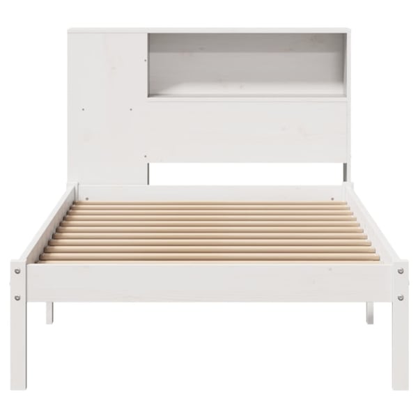 vidaXL Seng med bokhylle uten madrass hvit 75x190 cm heltre furu