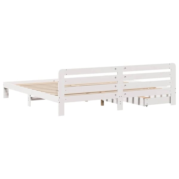 vidaXL Sengeramme med madrass hvit 200x200 cm heltre furu