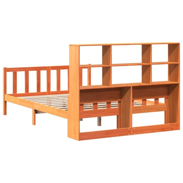 vidaXL Seng med bokhylle uten madrass voksbrun 150x200 cm heltre