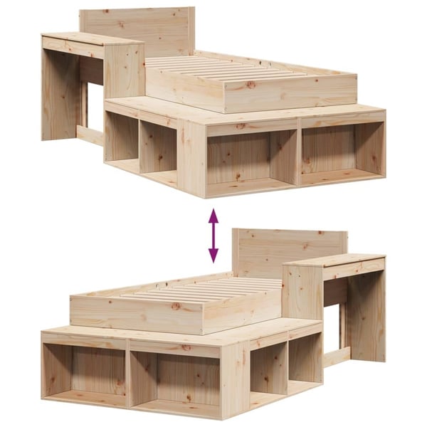 vidaXL Sengeramme uten madrass 75x190 cm heltre furu