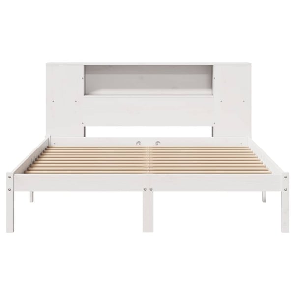 vidaXL seng med reol uden madras 120x200 cm massivt fyrretræ hvid