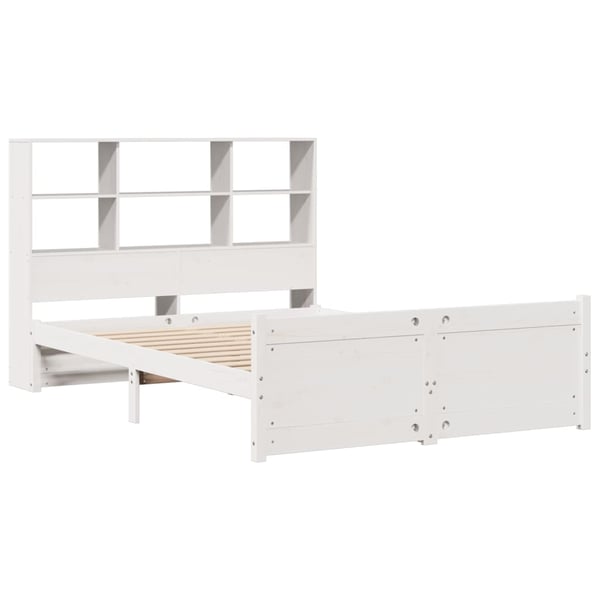 vidaXL Seng med bokhylle uten madrass hvit 160x200 cm heltre furu