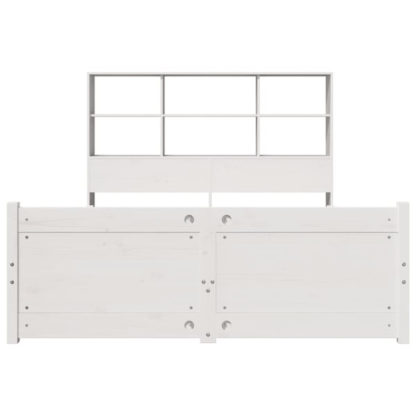 vidaXL Seng med bokhylle uten madrass hvit 160x200 cm heltre furu