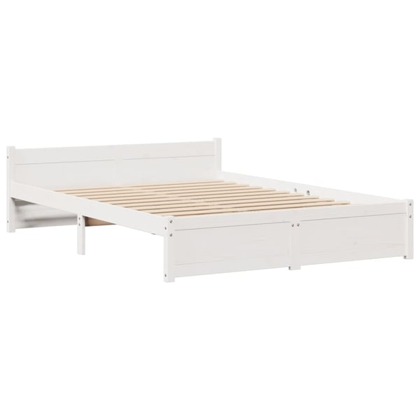 vidaXL Seng med bokhylle uten madrass hvit 140x200 cm heltre furu