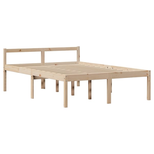 vidaXL Seng med bokhylle uten madrass 135x190 cm heltre furu