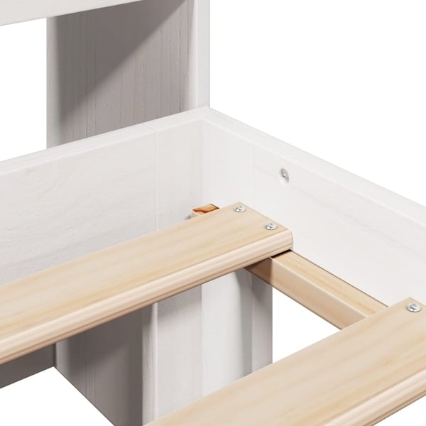 vidaXL Seng med bokhylle uten madrass hvit 160x200 cm heltre furu