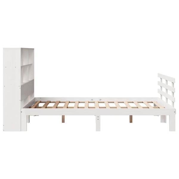 vidaXL Seng med bokhylle uten madrass hvit 140x200 cm heltre furu