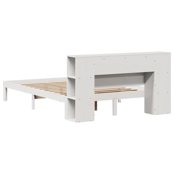 vidaXL Seng med bokhylle uten madrass hvit 160x200 cm heltre furu