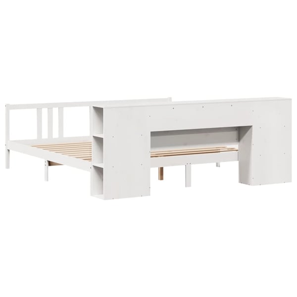vidaXL seng med reol uden madras 200x200 cm massivt fyrretræ hvid