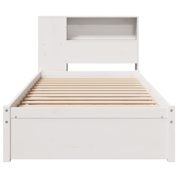 vidaXL Seng med bokhylle uten madrass hvit 75x190 cm heltre furu