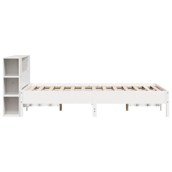 vidaXL Sänky kirjahyllyllä ei patjaa valkoinen 120x190 cm täysi mänty