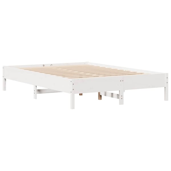 vidaXL Sänky kirjahyllyllä ei patjaa valkoinen 120x190 cm täysi mänty