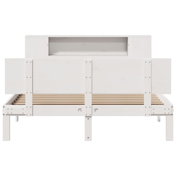 vidaXL Seng med bokhylle uten madrass hvit 160x200 cm heltre furu