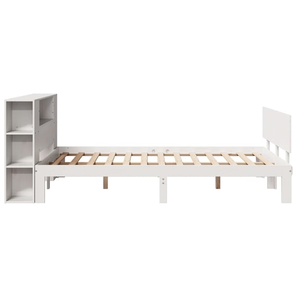 vidaXL Seng med bokhylle uten madrass hvit 160x200 cm heltre furu