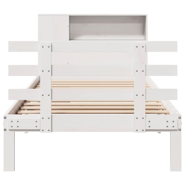 vidaXL Seng med bokhylle uten madrass hvit 75x190 cm heltre furu