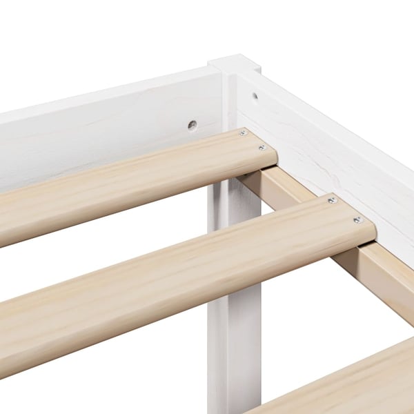 vidaXL Seng med bokhylle uten madrass hvit 140x200 cm heltre furu