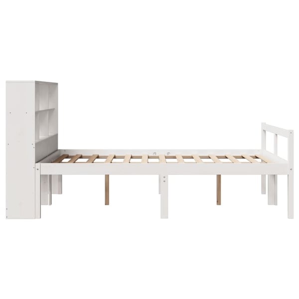 vidaXL Seng med bokhylle uten madrass hvit 140x200 cm heltre furu