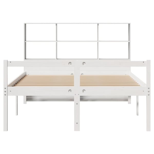 vidaXL Seng med bokhylle uten madrass hvit 140x200 cm heltre furu