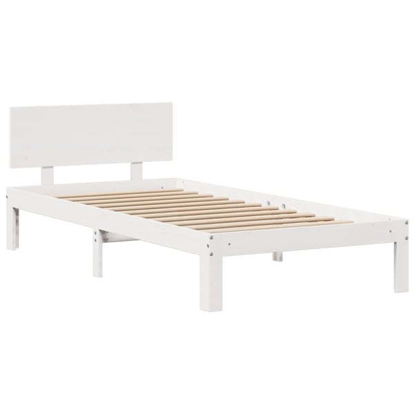 vidaXL Sänky kirjahyllyllä ei patjaa valkoinen 120x200 cm täysi mänty