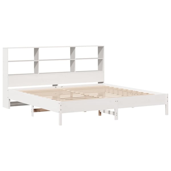 vidaXL Seng med bokhylle uten madrass hvit 180x200 cm heltre furu