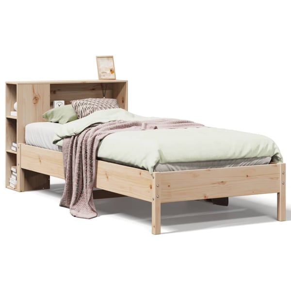 vidaXL seng med reol uden madras 75x190 cm massivt fyrretræ