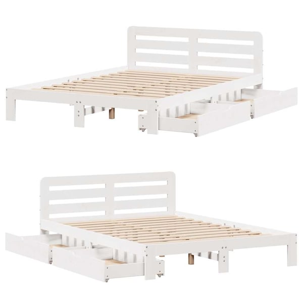 vidaXL Sengeramme uten madrass hvit 150x200 cm heltre furu