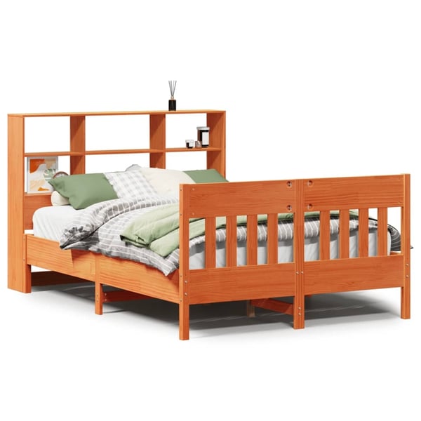 vidaXL Sengeramme uten madrass voksbrun 140x190 cm heltre furu