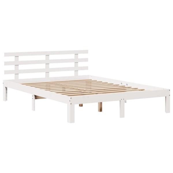 vidaXL Seng med bokhylle uten madrass hvit 140x200 cm heltre furu