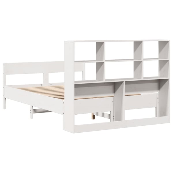 vidaXL Seng med bokhylle uten madrass hvit 160x200 cm heltre furu