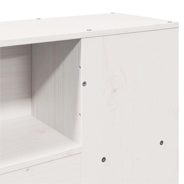 vidaXL Seng med bokhylle uten madrass hvit 135x190 cm heltre furu