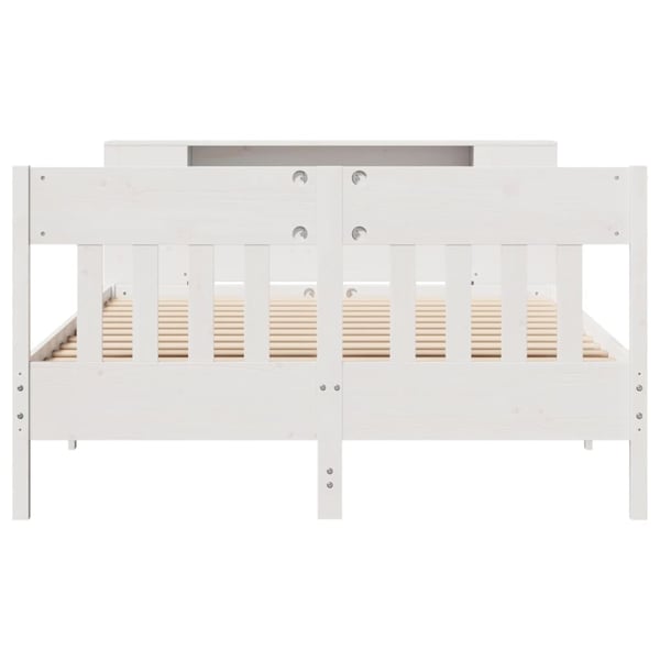 vidaXL Seng med bokhylle uten madrass hvit 160x200 cm heltre furu