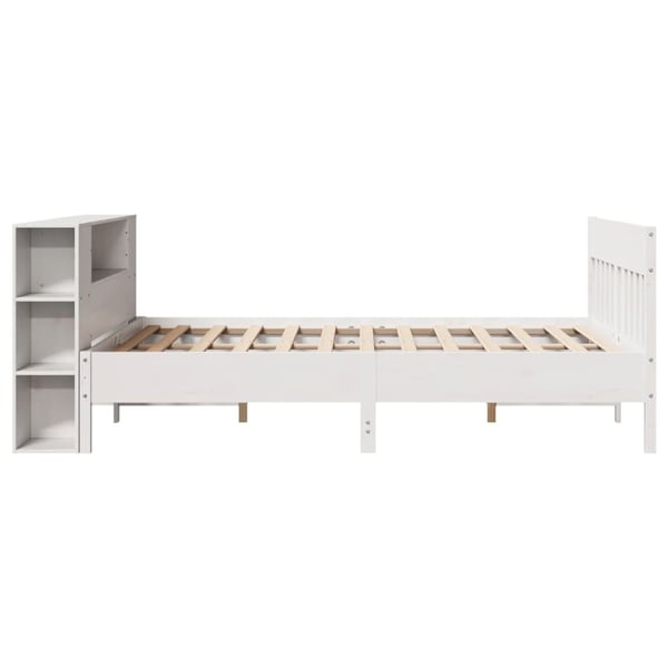 vidaXL Seng med bokhylle uten madrass hvit 160x200 cm heltre furu
