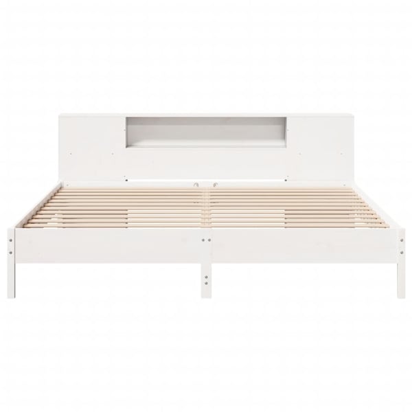 vidaXL seng med reol uden madras 200x200 cm massivt fyrretræ hvid