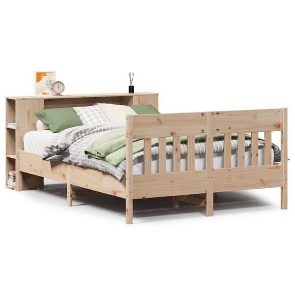 vidaXL seng med reol uden madras 135x190 cm massivt fyrretræ