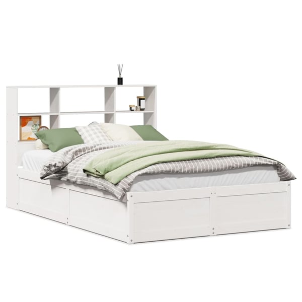 vidaXL Sengeramme uten madrass hvit 140x190 cm heltre furu