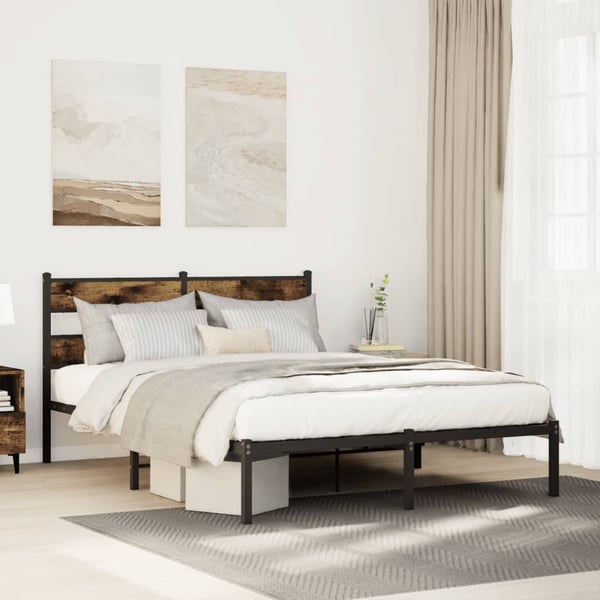 vidaXL Sengeramme i metall uten madrass røkt eik 160x200 cm