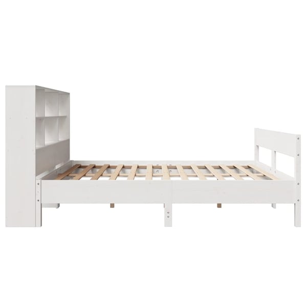 vidaXL Seng med bokhylle uten madrass hvit 140x190 cm heltre furu
