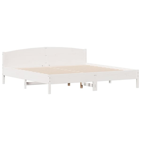 vidaXL seng med reol uden madras 200x200 cm massivt fyrretræ hvid