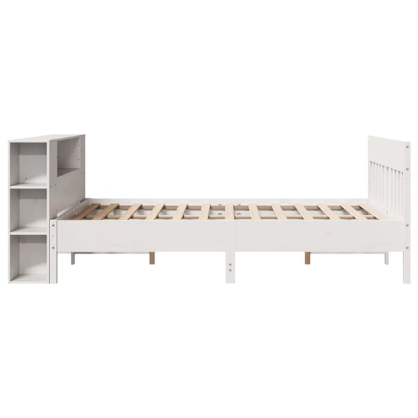 vidaXL Seng med bokhylle uten madrass hvit 140x190 cm heltre furu