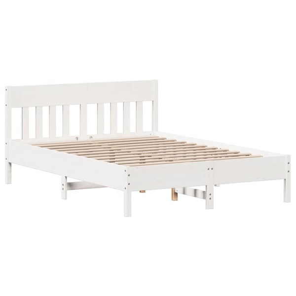 vidaXL Seng med bokhylle uten madrass hvit 140x190 cm heltre furu