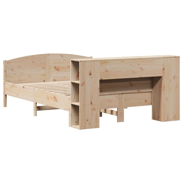 vidaXL Seng med bokhylle uten madrass 135x190 cm heltre furu