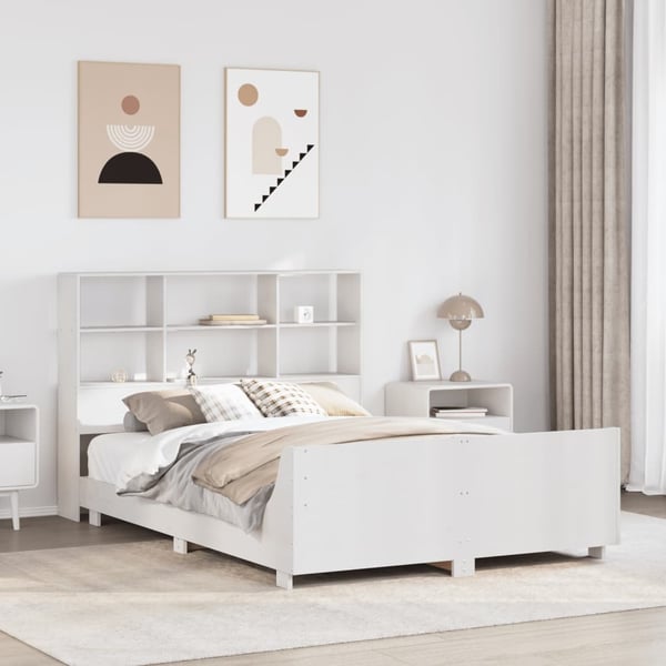 vidaXL sengeramme uden madras 140x200 cm massivt fyrretræ hvid