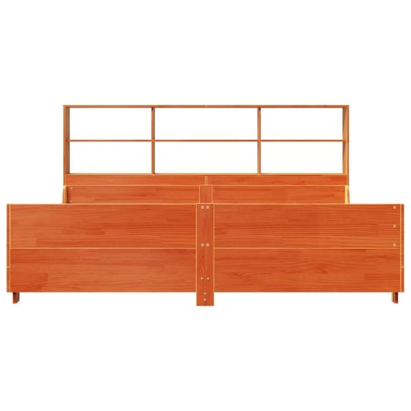 vidaXL Seng med bokhylle uten madrass voksbrun 180x200 cm heltre